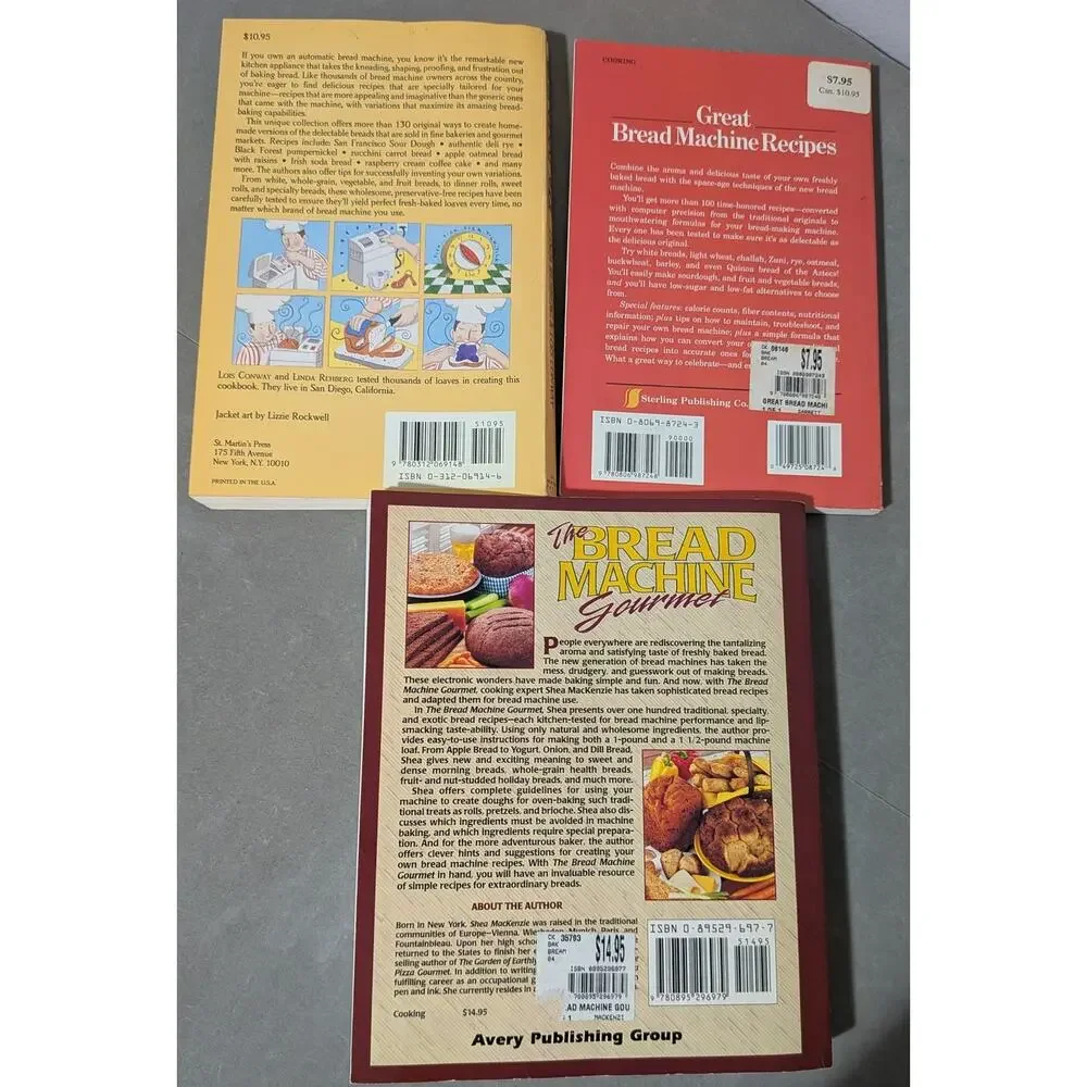 Lot of 3 Vintage Bread Machine Cookbooks Magic Gourmet Recipes 90s Retro Baking
